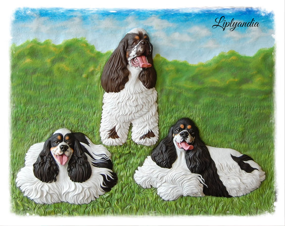 American Cocker Spaniel bas-relief