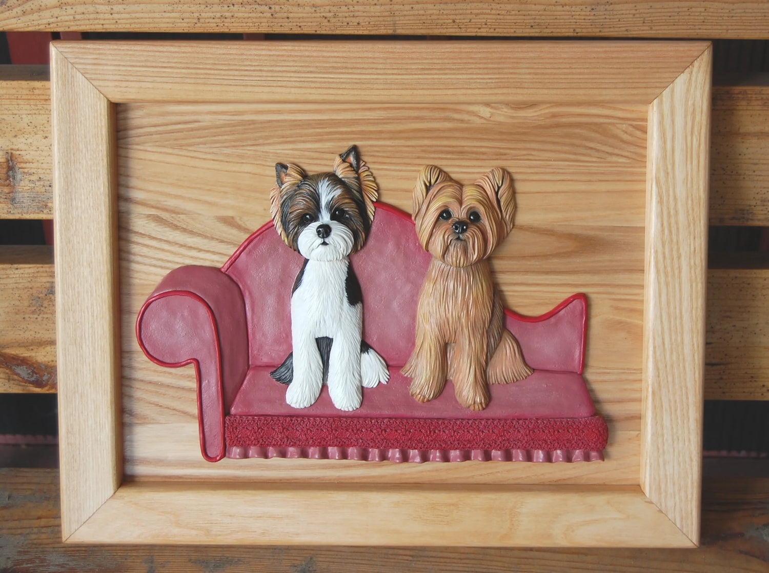 Yorkshire terriers full-body relief